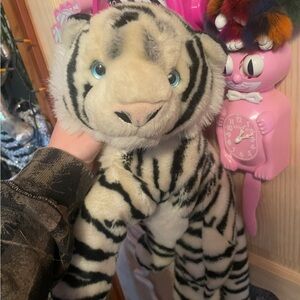 Vintage aurora white Tiger Stuffed Animal - Cream and Black